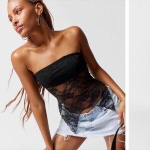 Urban Renewal Black Lace Strapless Tube Top
